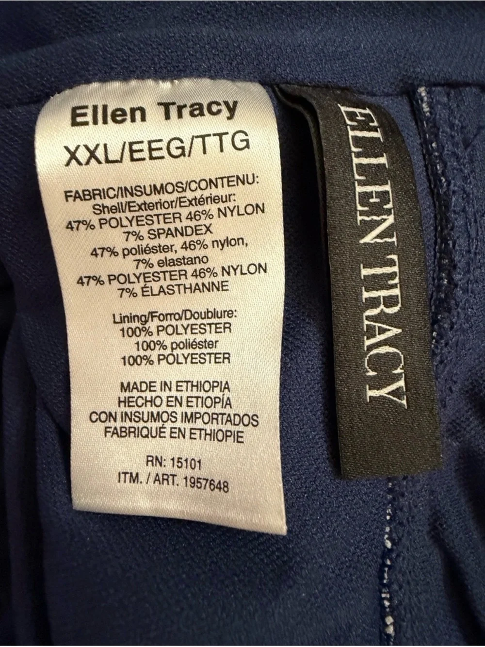 Ellen Tracy xxl Gingham Tie-Shoulder One-Piece Swimsuit - Navy